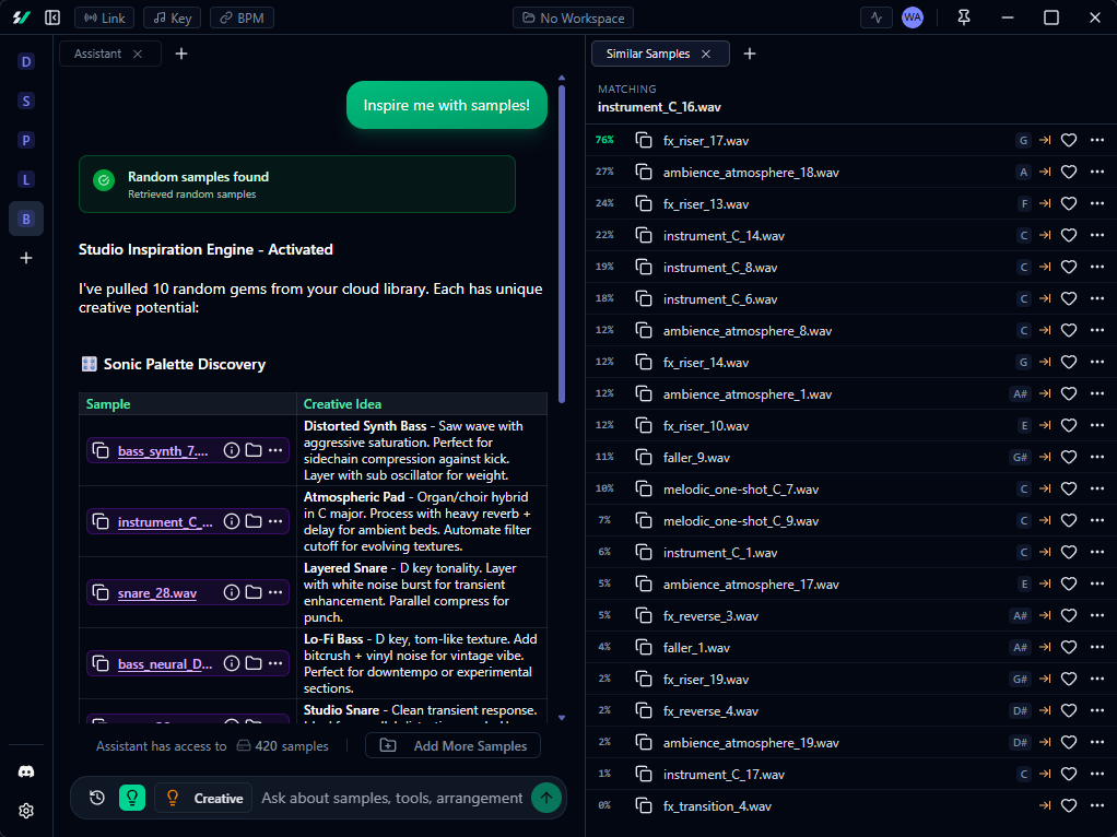 AI Discovery building a curated collection from the sample library