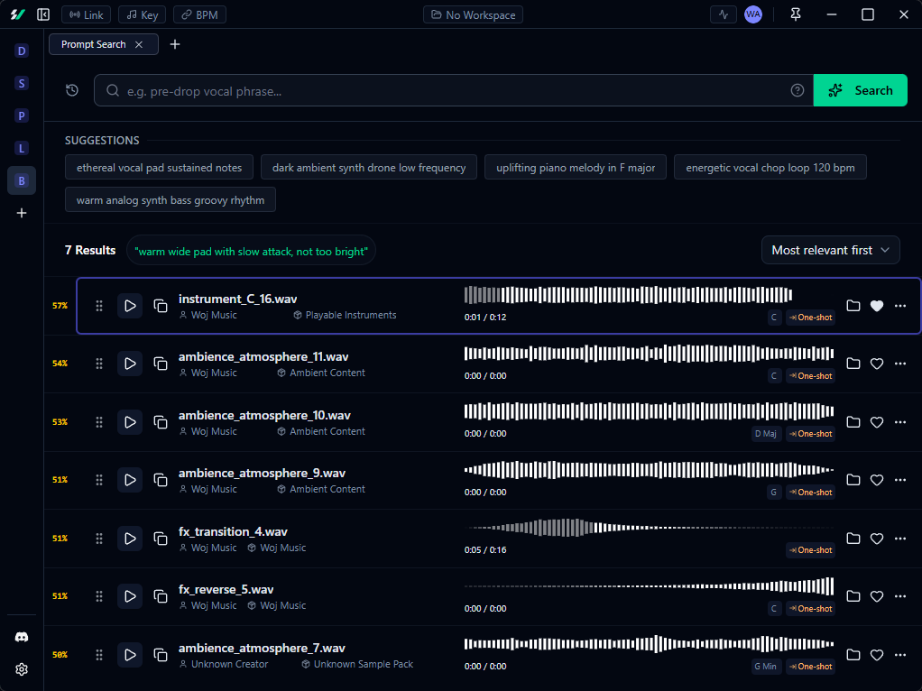 Prompt Search results ranked by match to a natural language query